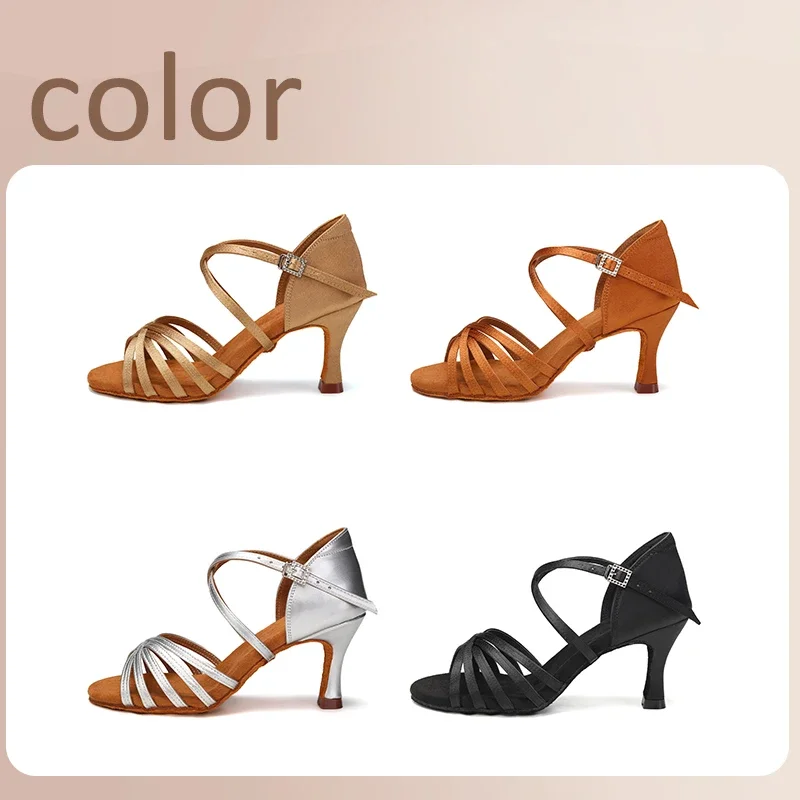 

Лидер продаж, обувь для латинских танцев, женская обувь для латинских танцев, черный/коричневый цвет, 7 см/5 см, современные сандалии для самбы, танго, сальсы