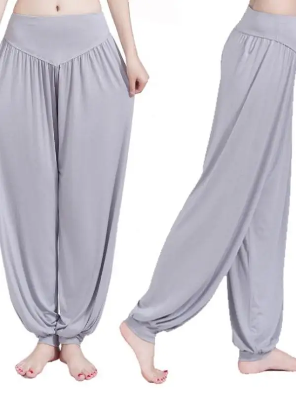 Pantaloni da yoga larghi a vita alta Pantaloni da lanterna da ballo Pantaloni lunghi da strada Materiale sottile Primavera 2023 Tendenza moda