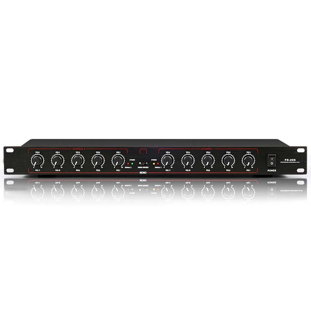 

FS-206 Factory Wholesale Professional Stereo Equipment Mono Audio Signal Splitter Distributor Amplifiers 2 in 10 XLR for Stage