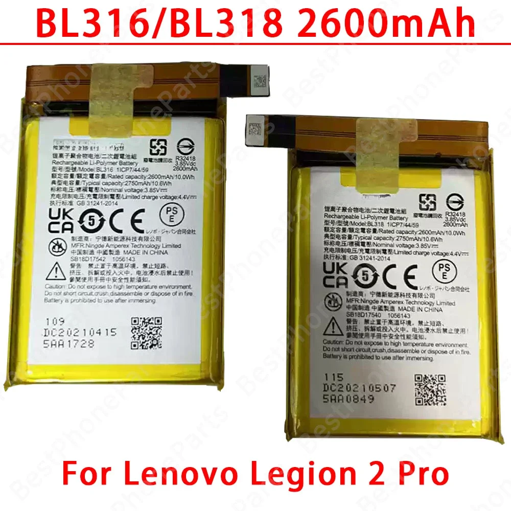 Phone Battery For Lenovo Legion Y70 Y90 Legion 2 Pro BL326 BL323 BL316 BL318