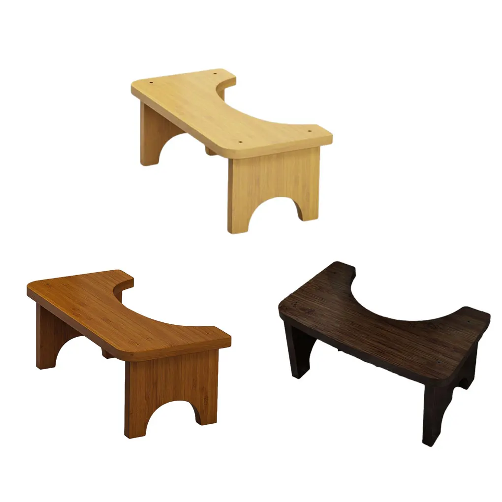 Bamboo Toilet Stool Non Slide Poop Seat Holder Washroom Squat Bench for