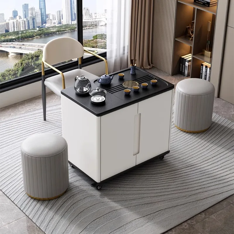 

Mobile tea table side cabinet household balcony small tea table type rotating tea cart living room sofa side coffee table light