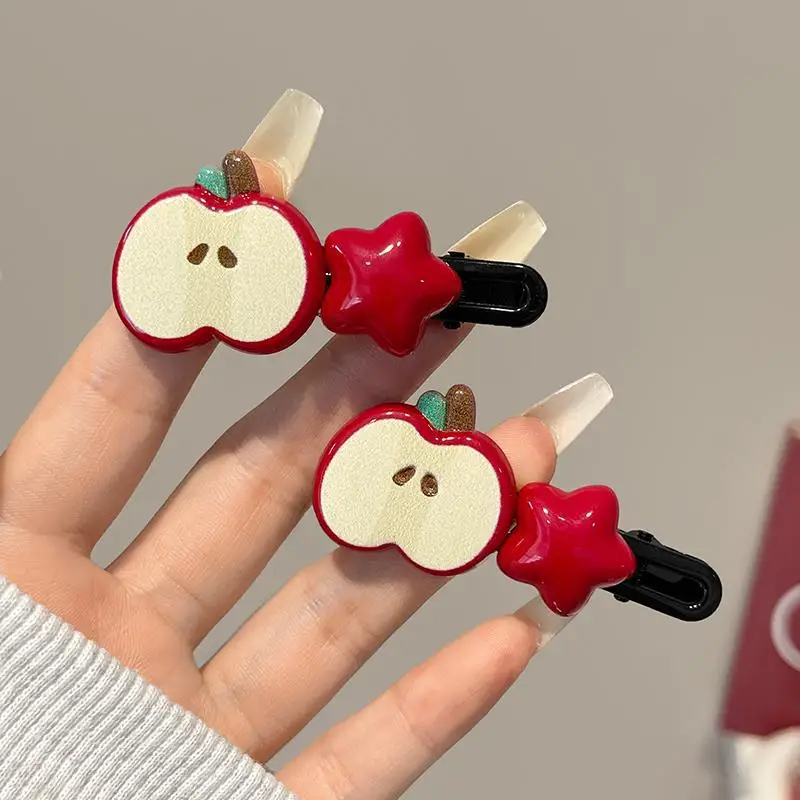 2/4 قطعة مشبك شعر الفتيات الكرتون أبل ستار منقار البط مشبك شعر لطيف الجبين رئيس الجانب الانفجارات دبوس الشعر الأطفال غطاء الرأس #4