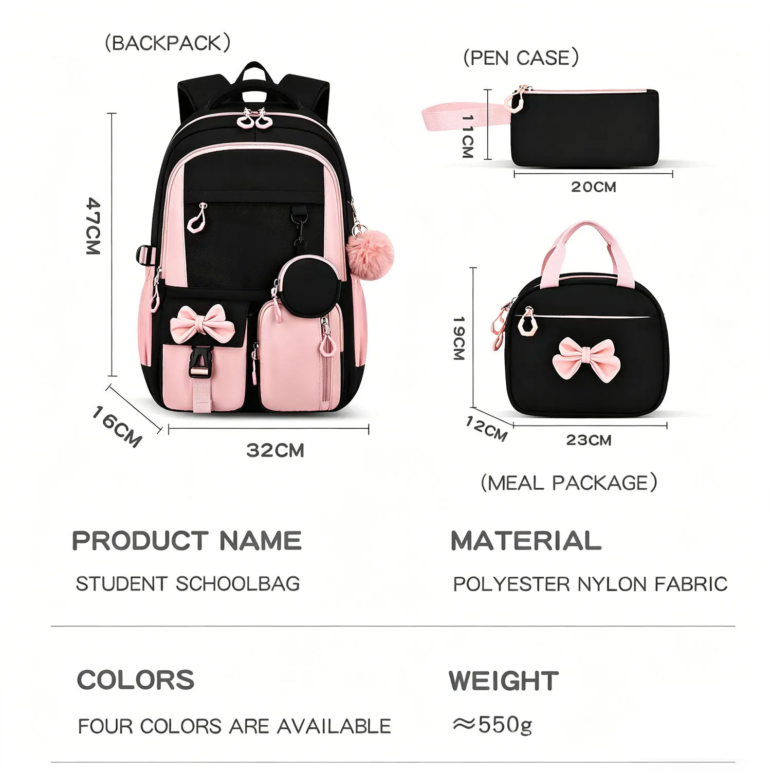 Children School Bags Set Girls Large Schoolbag Kawaii Primary School Backpack Kids Book Bag Waterproof Laptop Travel Rucksack view 4