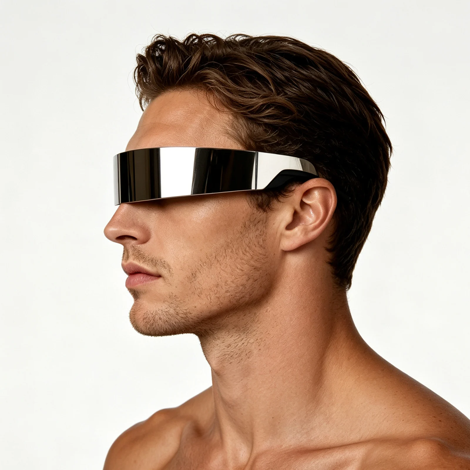 Silberne Metallische Spiegel-Sonnenbrille Futuristische Tech-Visor-Brille Y2K Punk Cosplay Rave Nachtclub Bühnenauftritt Party Eyewear – Detail 6