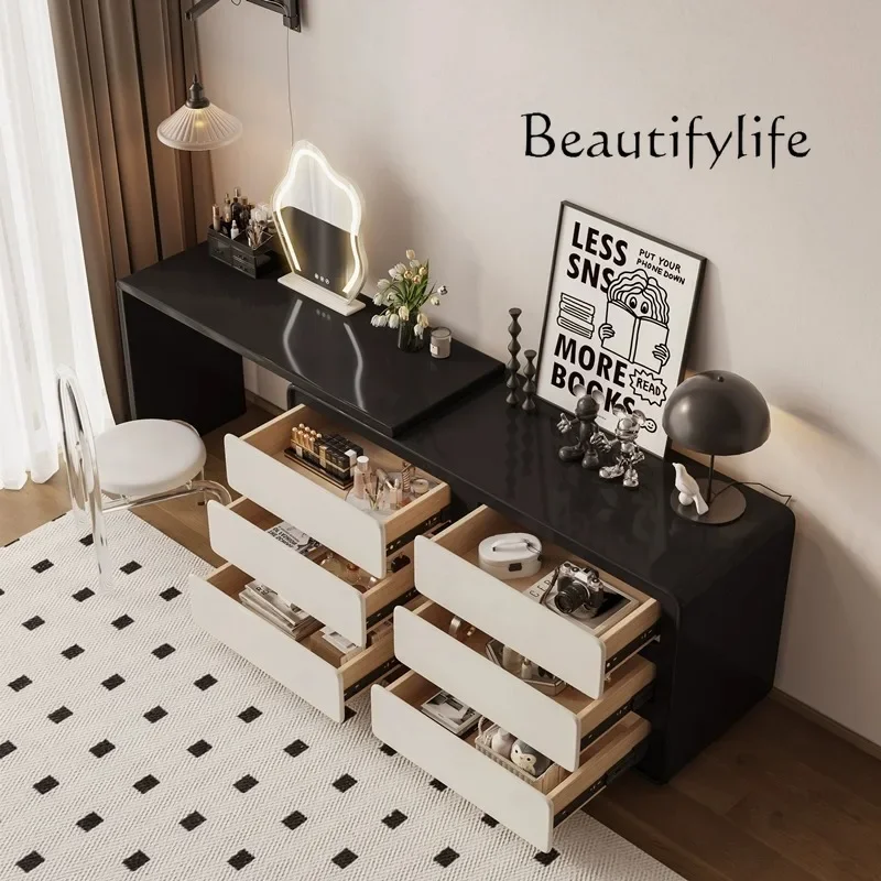 

yj15 Solid wood black dresser chest integrated corner telescopic dresser makeup table makeup table bedroom simple and modern