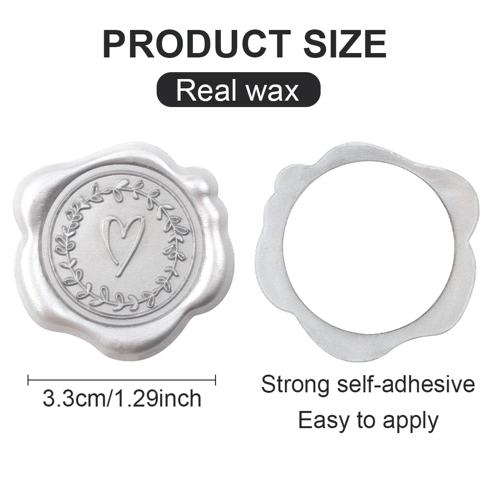 25/50/75pcs Embossed Wax Seal Stickers, Silver/Bronze Heart Pattern Envelope Seal Decals Self-Adhesive Stamp Sticker for Wedding