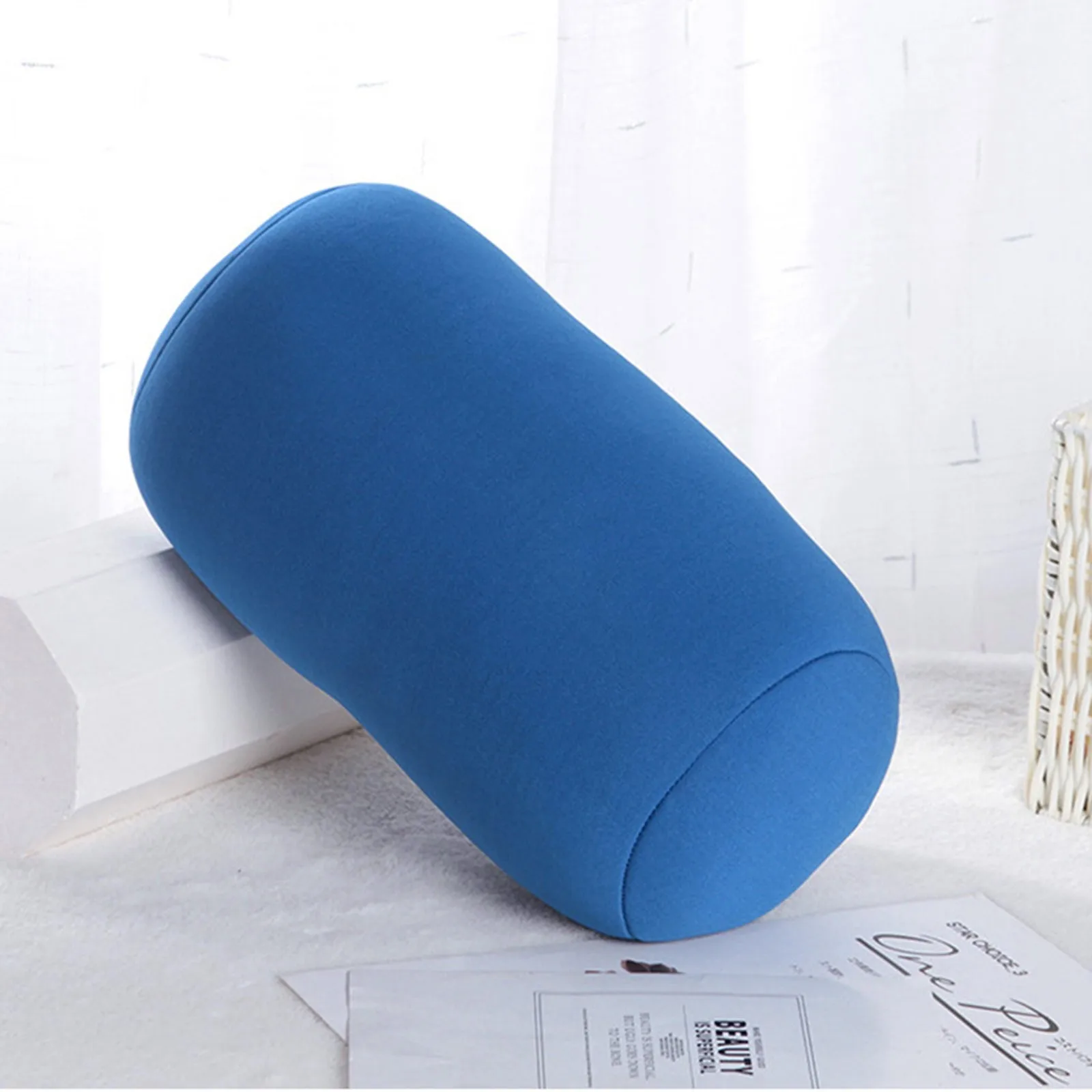 30cmx16cm Cylindrical Pillow Micro Mini Microbead Back Cushion Roll Pillow Head Convenient Travel Pillow Bed Decoration