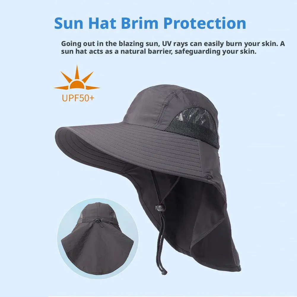 Upgrade Wide Brim Sun Hat With Neck Flap For Men Women Adjustable Outdoor 50+UPF Protection Safari Cap Hiking Fishing Hat - view 2
