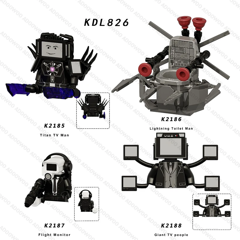DLL001 KDL818 DJ War Damaged Skibidi Toilet Men's Doll Game Anime Building Blocks Toys TvMan Titan Bricks Model Toys Gifts view 6