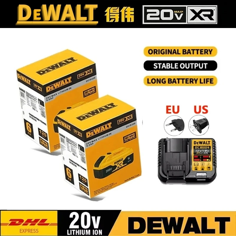 

Оригинальный аккумулятор DEWALT 20В, 2.0В-9.0Ач, литий-ионный, перезаряжаемый, DCB115, DCB118, аккумулятор для инструментов DEWALT + зарядное устройство