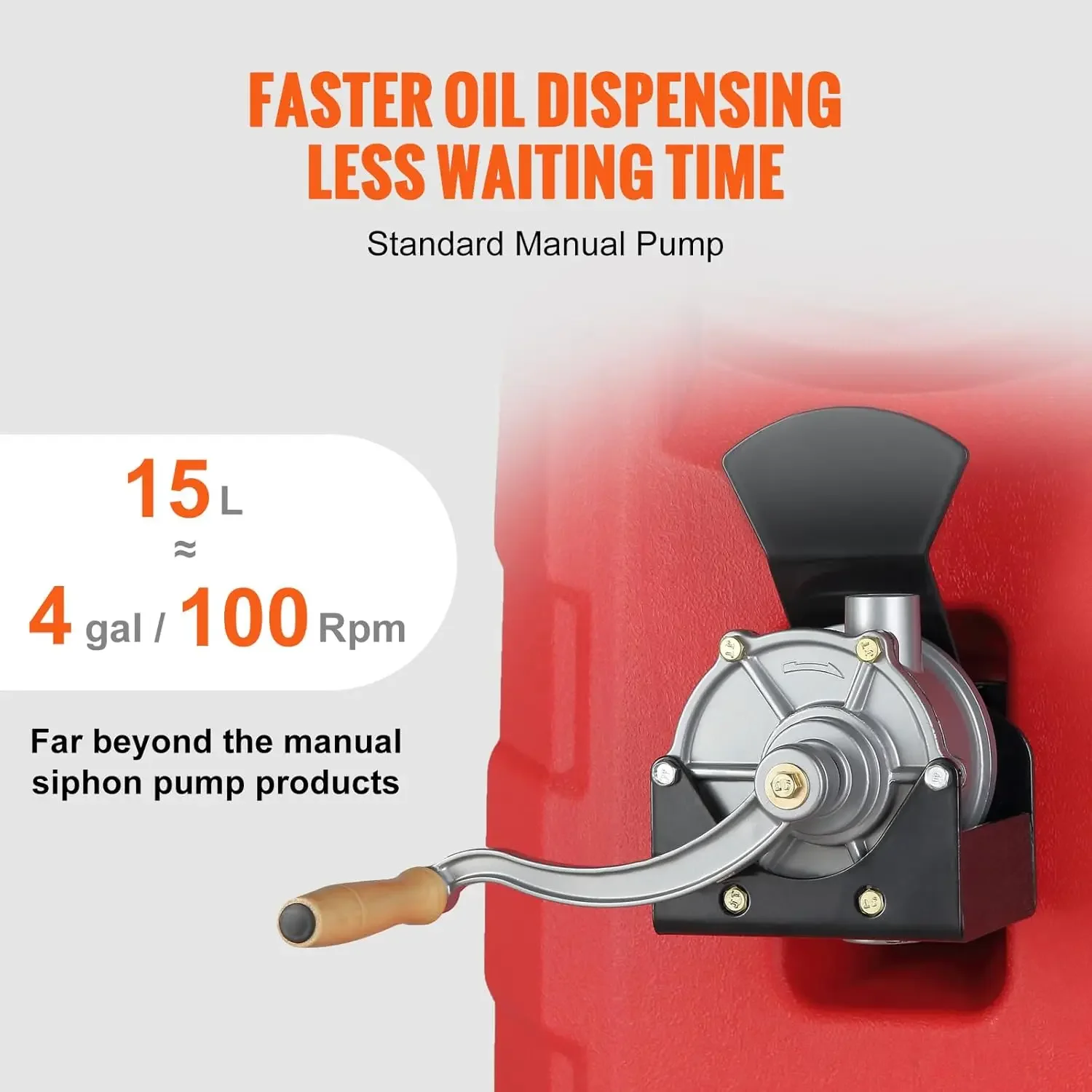 16 Gallon Fuel Caddy, 7.8 L/min, Portable Gas Storage Tank Container with Hand Pump Rubber Wheels, Fuel Transfer Storage Tank