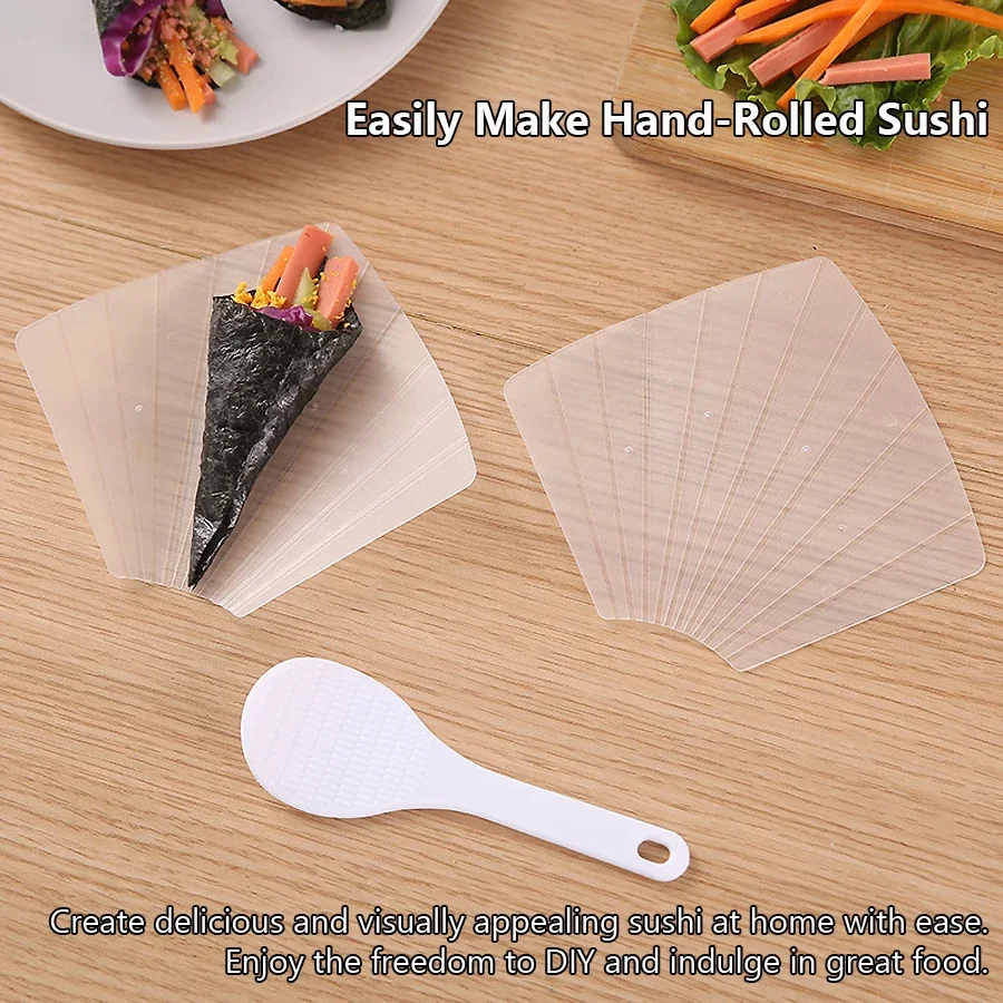 Easy Sushi Making Kit with 2 Hand Roll Sushi Mats And Rice Spatula - Sushi Rolling Mold Kit for Home Kitchen