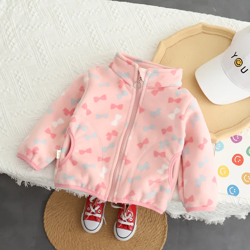 New Autumn Winter Children Girls Polar Fleece Cardigan Jacket Winter Kids Warm Hooded Baby Coats Causal Toddler Outerwear