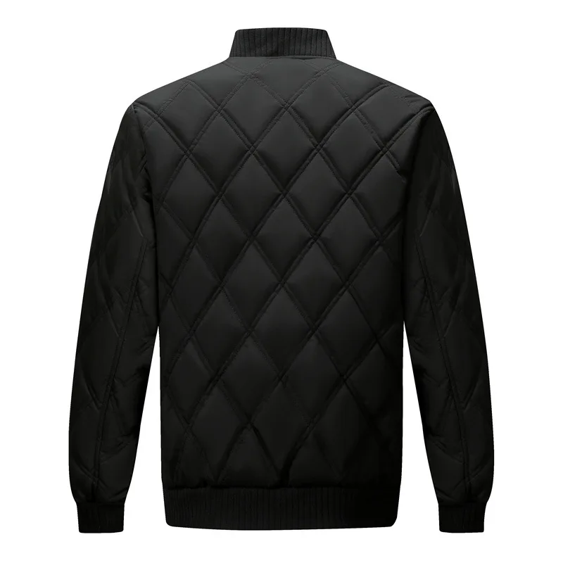 2025 Winter Men Plush Jacket Thicken Fleece Warm Solid Color Plaid Male Coat Stand Collar Long Sleeve Versatile Man Outerwear
