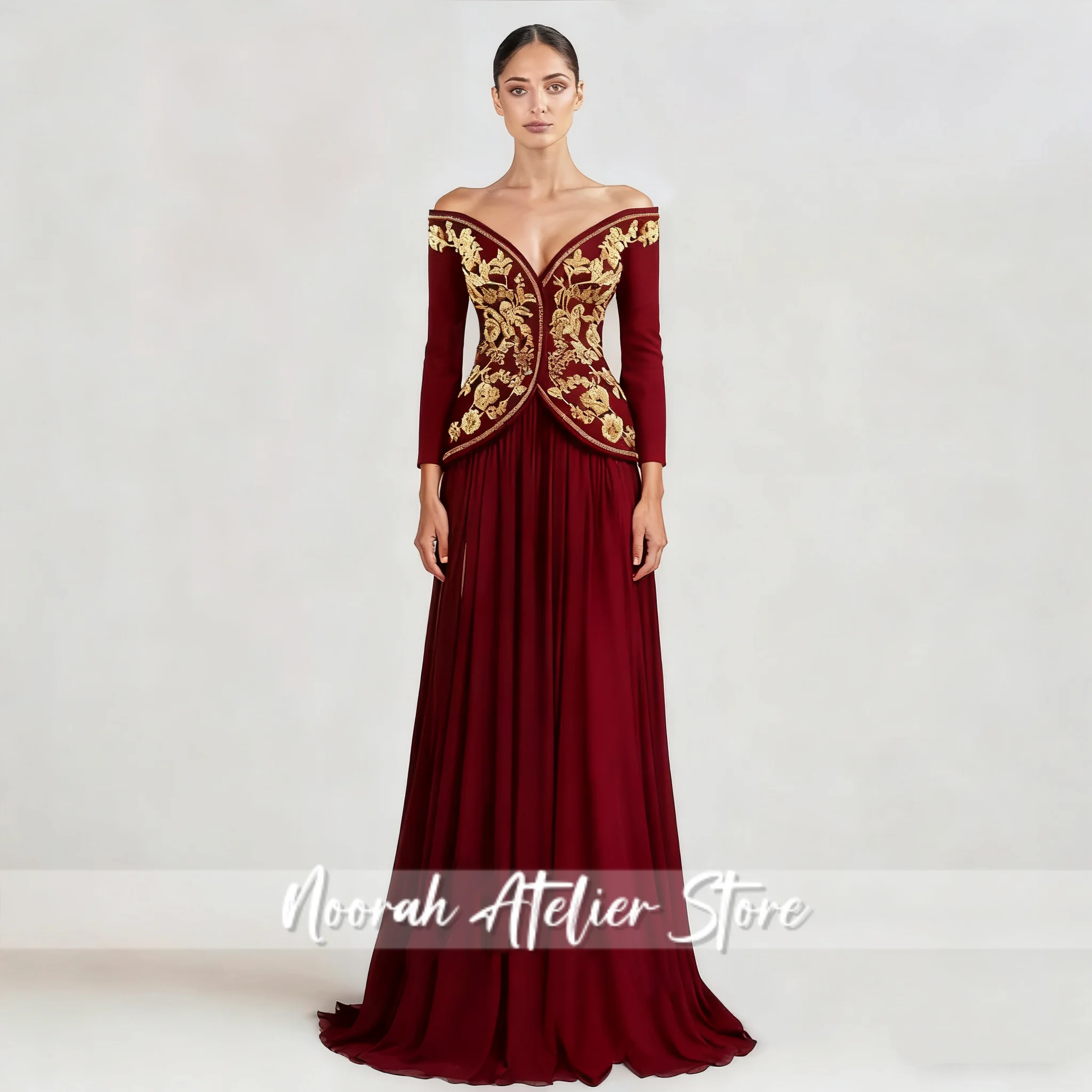 New Off the Shoulder Evening Dress for Women Lace Appliques Kuwait Dubai Party Gown Vestidos De Noche Customized