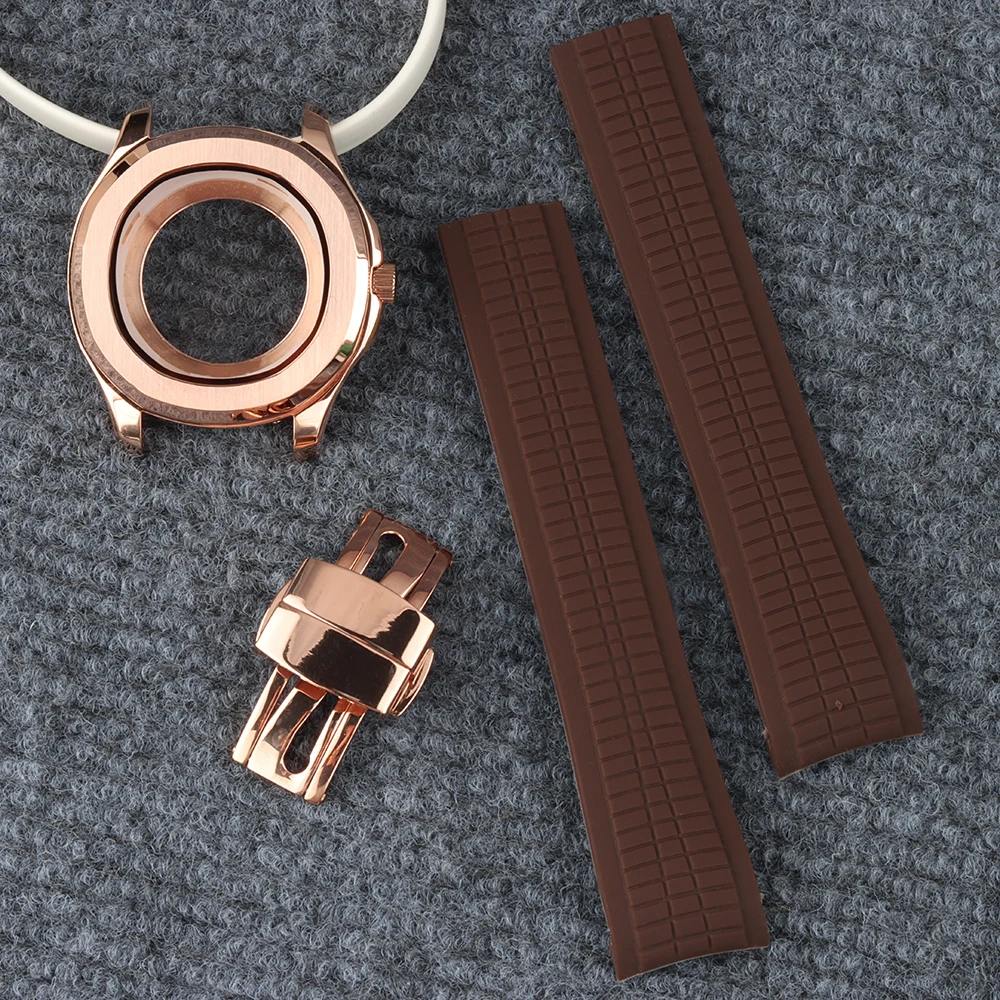 

Мужской ремешок из розового золота, 42 мм, NH35, для Aquanaut Nautilus NH35 NH36 NH38, механизм с циферблатом 31,5 мм, водонепроницаемый корпус из нержавеющей стали