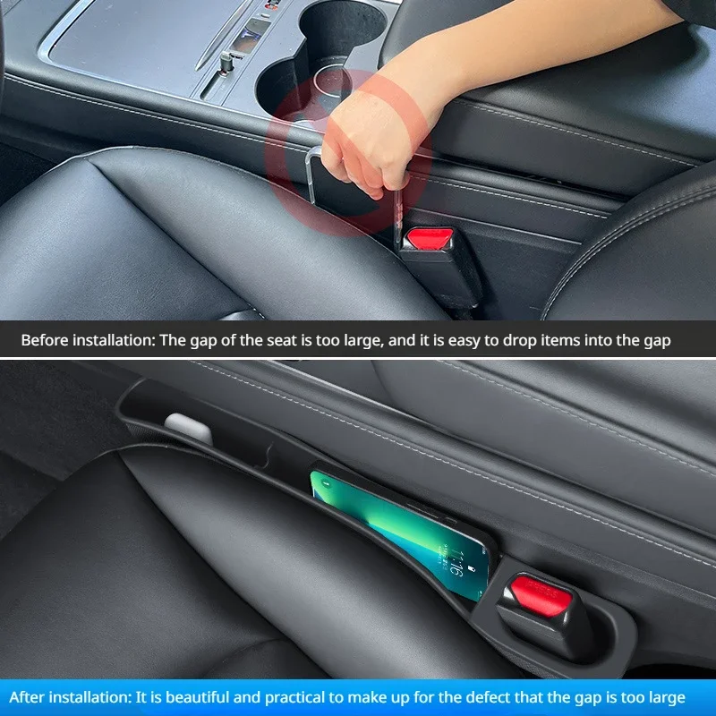 Seat Slot Storage Box for Tesla Model 3 Y 3 + Organizer Armrest Box Gap Filter Car Accessories Decoration for Tesla New Model 3