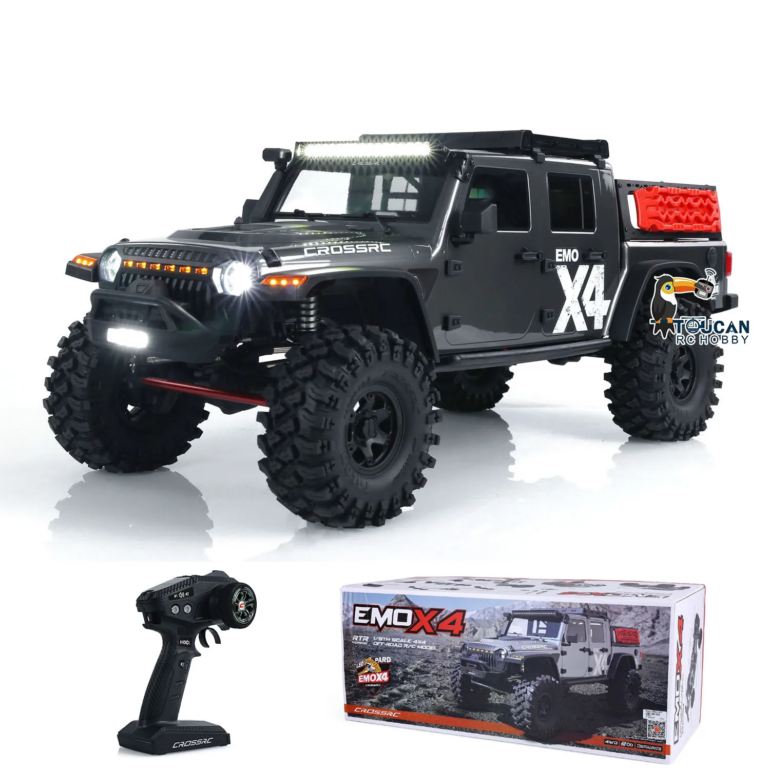 CORSSRC EMO X4 RC Crawler 1/8 4WD RC Off Road 4X4 Lights System Motor 2 Speed Boys Toys Remote Control Cars Vehicle Model 