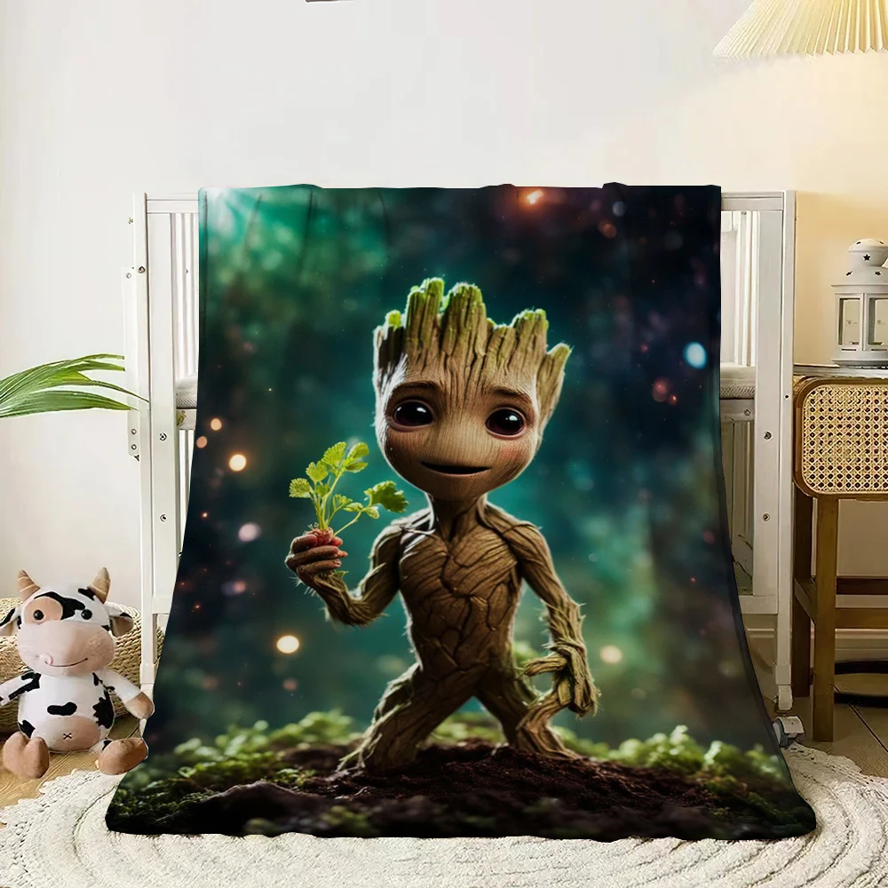 Guardians Of The Galaxy Groot Thin Blanket.King Size Four Season Blanket.for Sofa,Beds,Living Rooms,Travel Picnic Blankets Gift