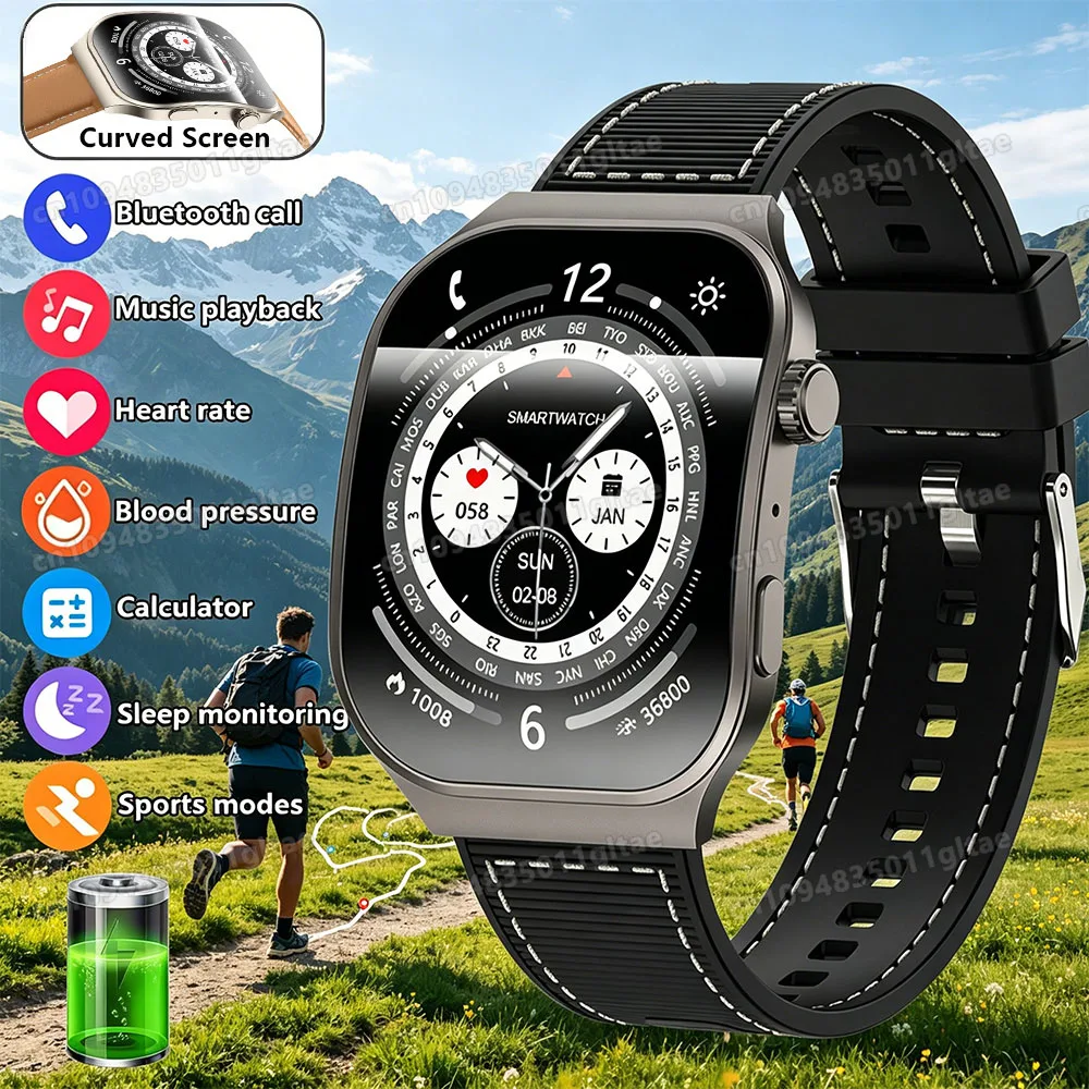 Nuevo reloj inteligente con llamadas Bluetooth para hombres, relojes deportivos con pantalla curva HD de 2,01 pulgadas, monitor de salud ECG + PPG, reloj inteligente para Android IOS 2026