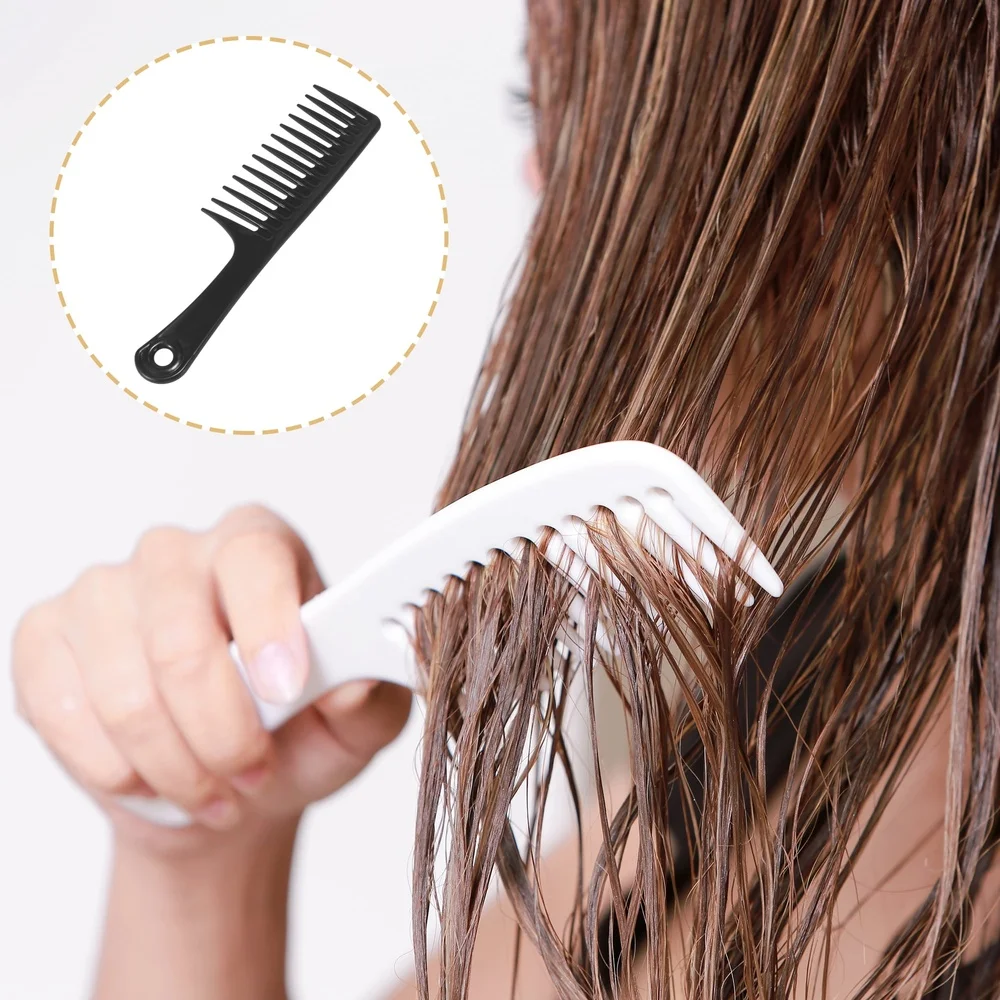 Durable Wide Tooth Comb Detangling Curly Wet Long Thick Wavy Hair Comfortable Handle Plastic Tool Men Women