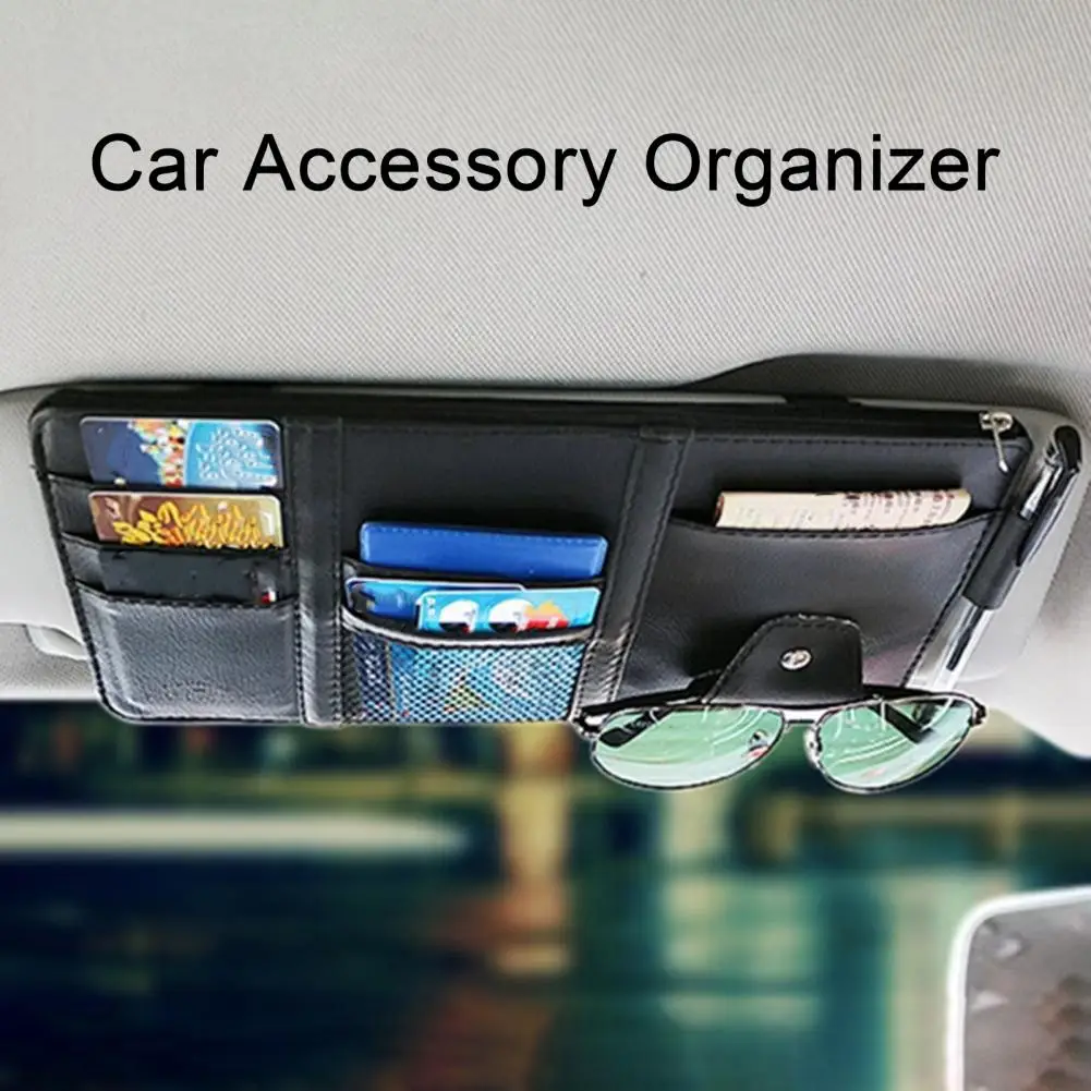 Car Visor Organizer Car Sun Visor Organizer with Elastic Band for Id Card License Holder for Car for Registration