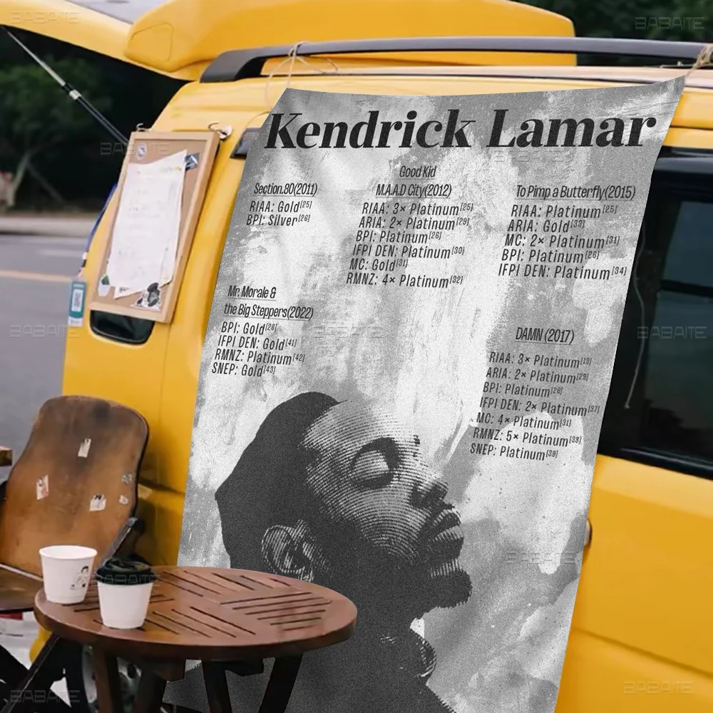 Kendrick Lamar Music Cartoon Flag Wall Hanging Banner Decoration Household Home Decor