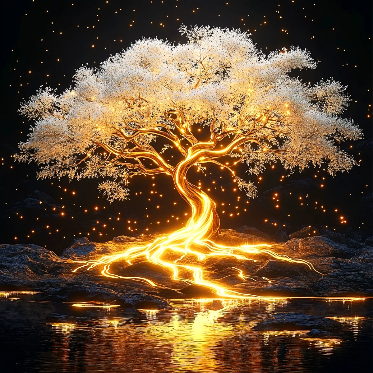 Kit de peinture diamant JOZYSH 5D - Arbre de vie éclairé |   Grand strass rond et carré sans cadre |   Artisanat de bricolage pour commencer