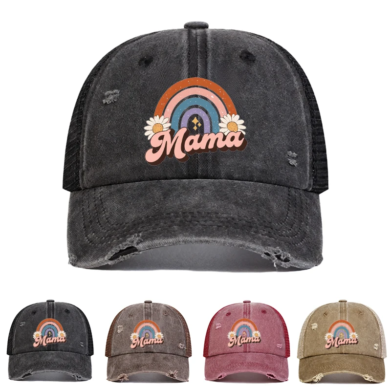 1 Stück Retro Freizeit-Baseballkappe für Damen, Outdoor Sommer Sonnenschutz Verstellbare Bestickte Fahrerkappe zum Muttertag