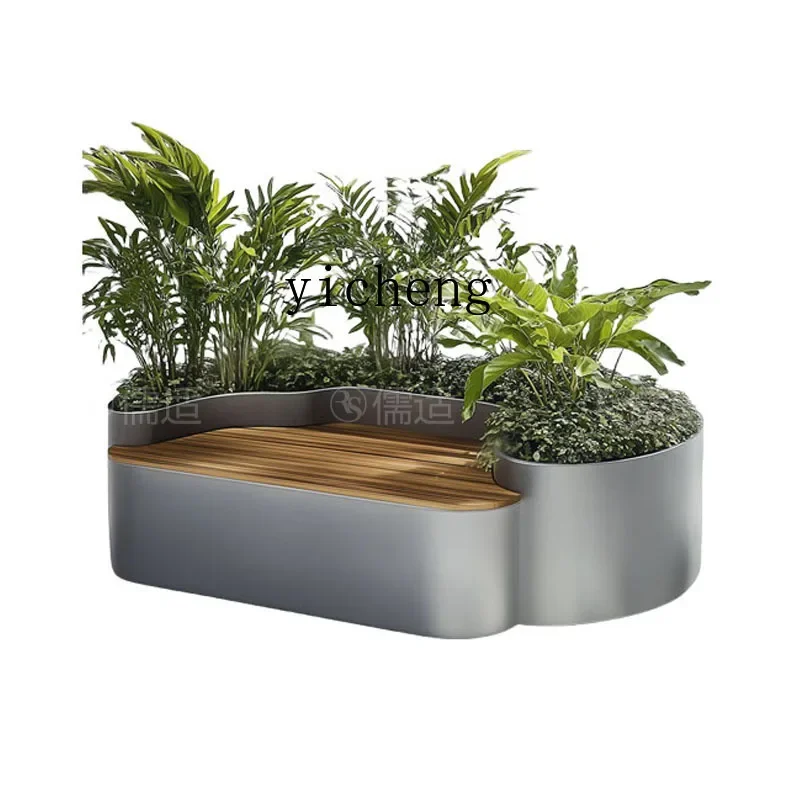B2 hotel homestay stainless steel flower box flower slot wrought iron bench terrace shopping mall pedestrian street