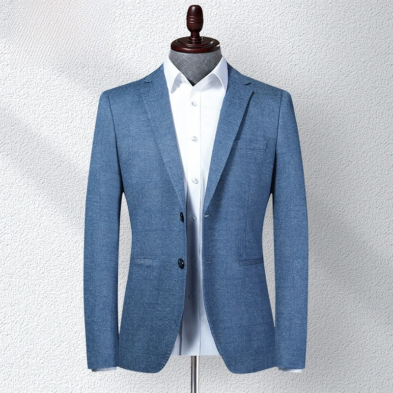 

Men's Knitted Elastic Slim Fit Spring Autumn Suit Casual Outerwear Korean Sle Comfortable Breathable Single Button Coat