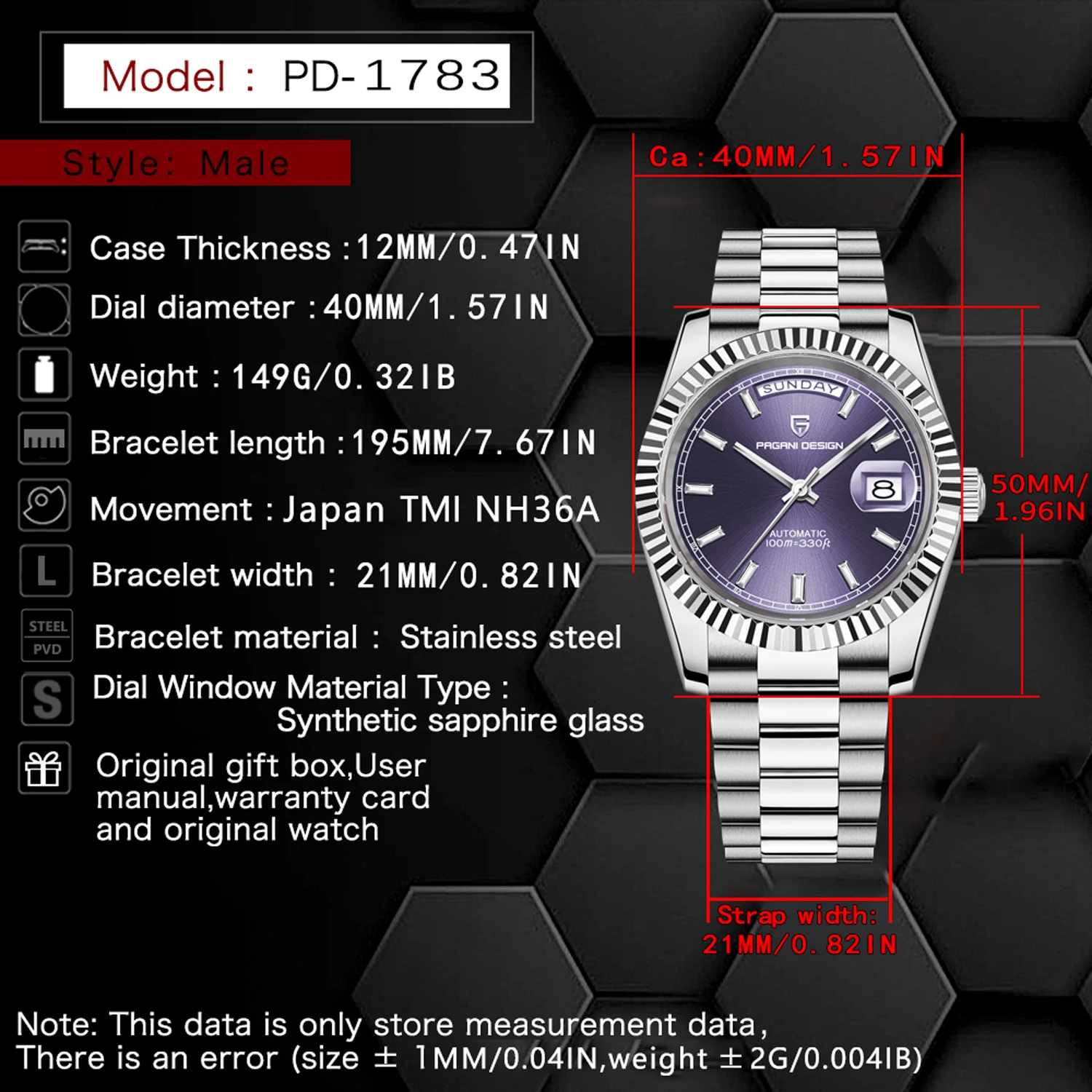 DD40 PAGANI DESIGN 2023 Mens Watches Mechanical NH36A Top Luxury Automatic Watch For Men Sapphire Mirror Sports Waterproof Reloj