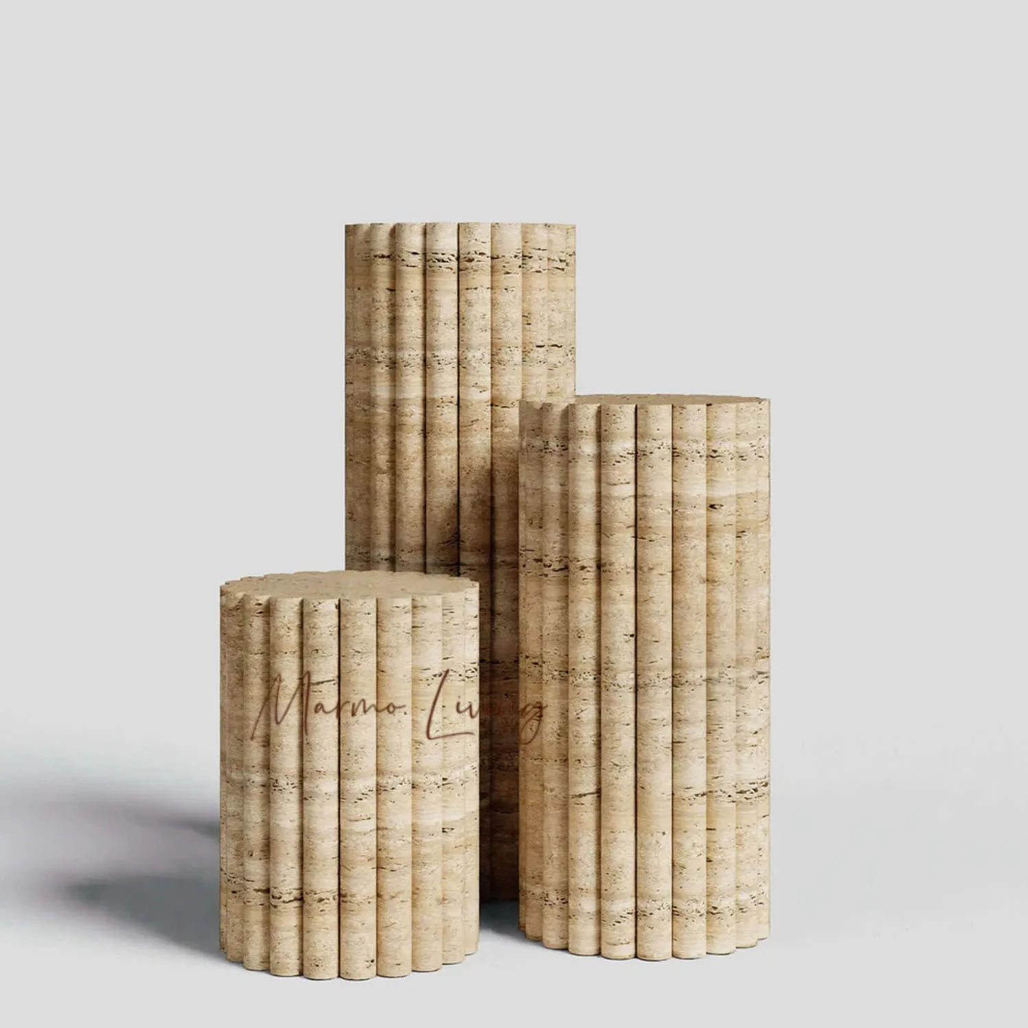 

Wabi Sabi Natural Stone Cylinder TV Stand Decor Geometric Base for Living Room Hotel