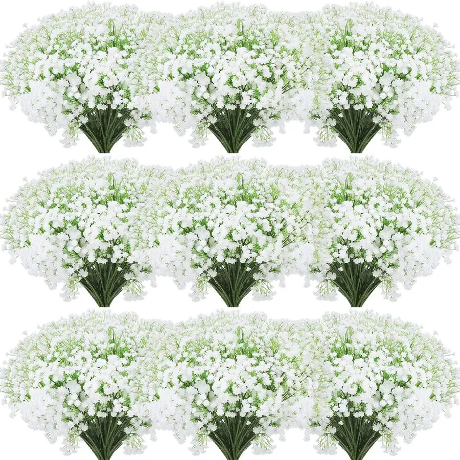 

80 Pcs Baby Breath Artificial Flowers Bulk White Artificial Baby Breath Gypsophila Flower 20.8 Inch Real Touch Faux Gypsophila B