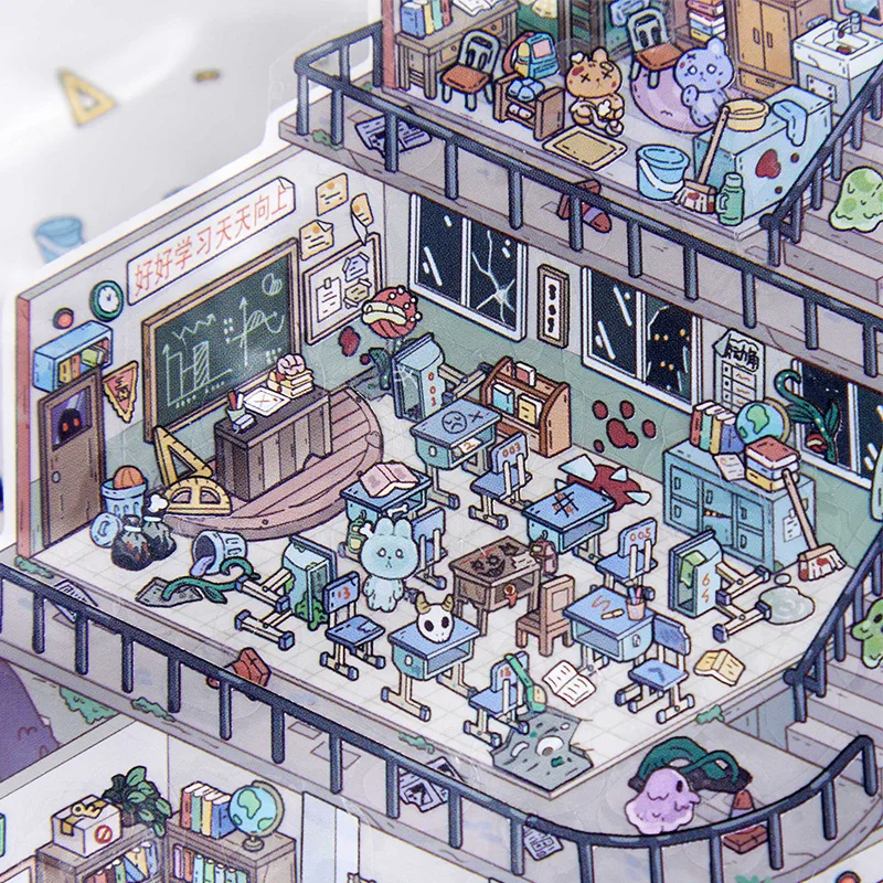 3D Cartoon Scene Stickers Landscape Sticker DIY Pocket Cabin Scene Stacking and Pasting Festival Gift for Kid Child Student