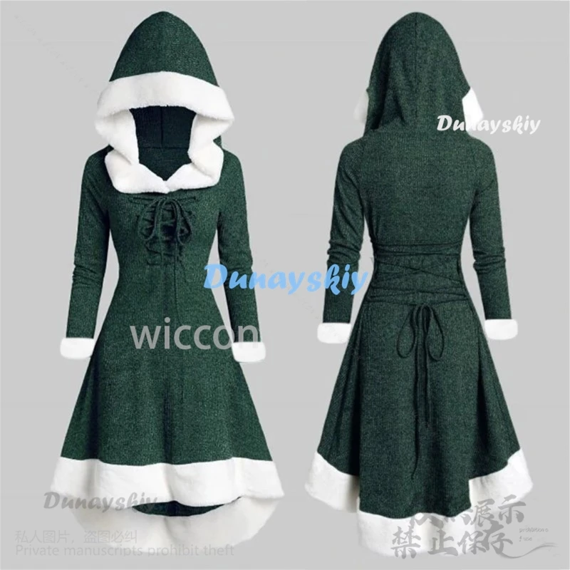 2024 Anime Abiti natalizi Inverno Furcollar Lolita Abbigliamento sexy Abito caldo con cappuccio per la festa di Halloween Cosplay Ragazze personalizzate