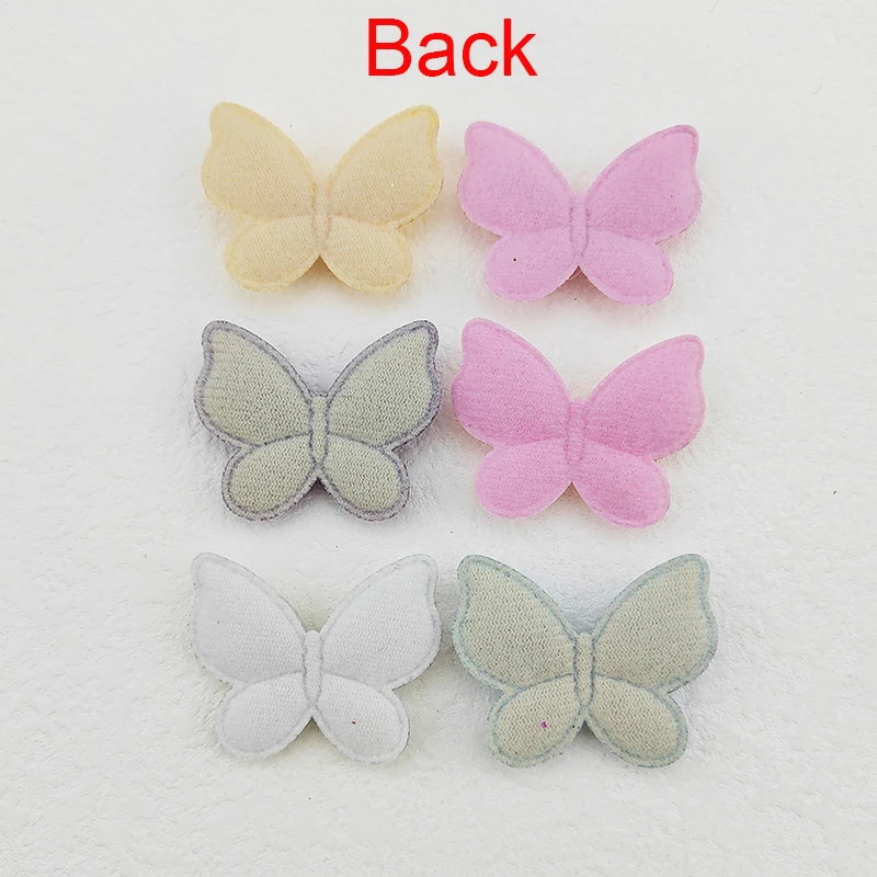 30 sztuk/partia 4*3.5CM dwuwarstwowe brokat motyl wyściełane aplikacje dla Craft ubrania akcesoria do szycia DIY akcesoria do włosów...