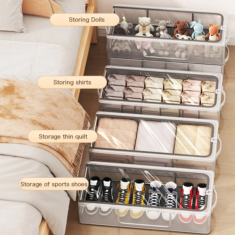 PVC Shoe Storage Box - Waterproof & Foldable Sealed Dustproof Transparent Visible Shoe Organizer Zipper Folding Shoe Box