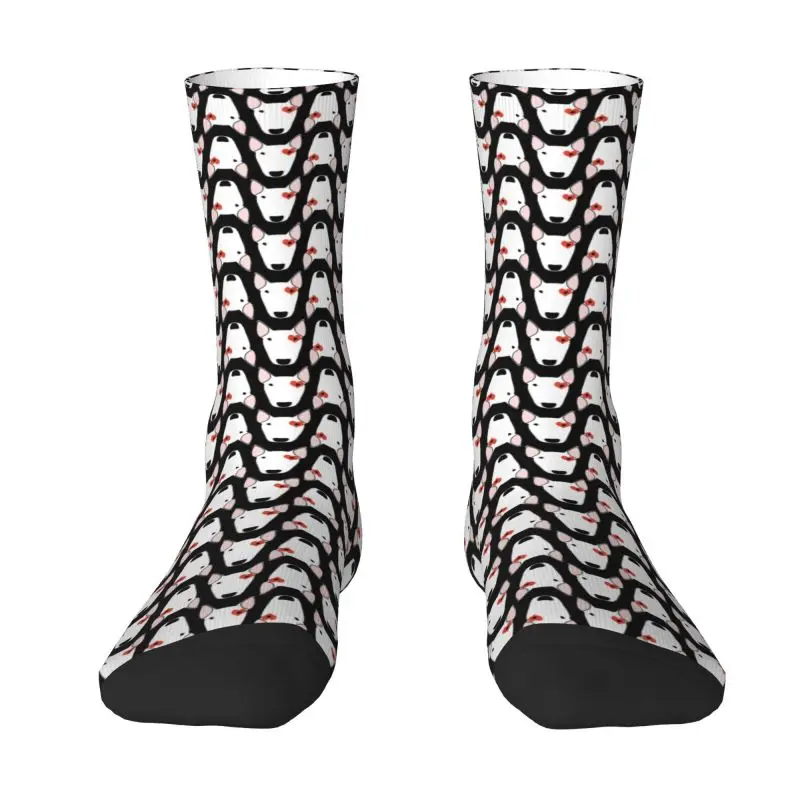 Bully Love Gridlock Pattern Mens Crew Socks Unisex Cool Bull Terrier Dog Spring Summer Autumn Winter Dress Socks