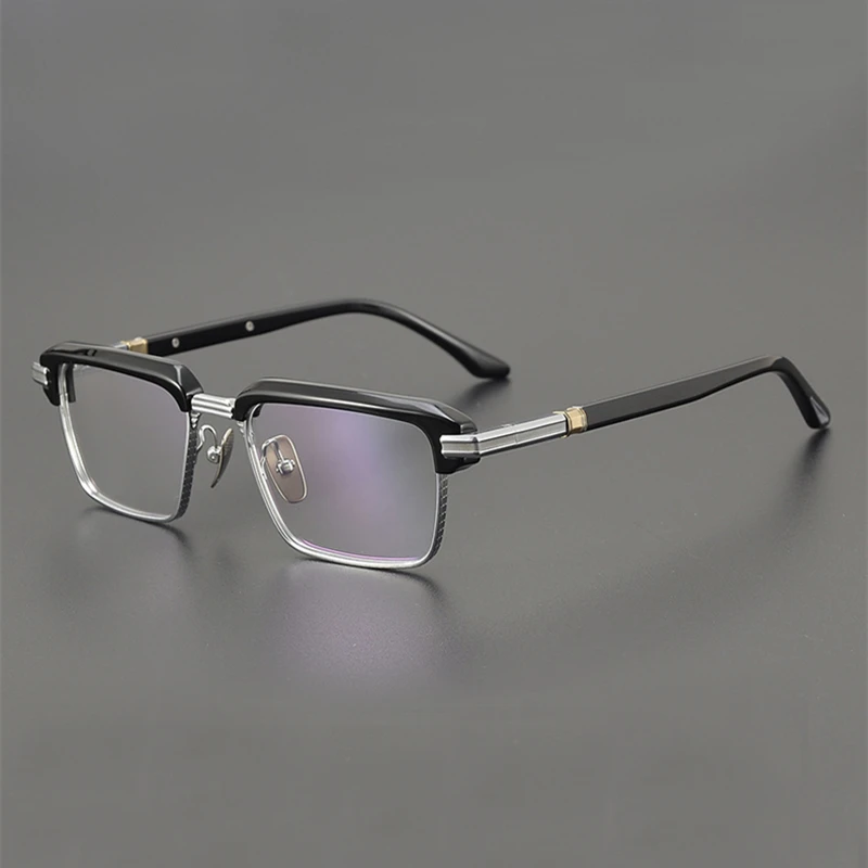 Top Quality Brand Design Square Glasses Frame for Men Handmade Titanium Trendy Eyeglasses Vintage Ultralight Spectacles Eyewear