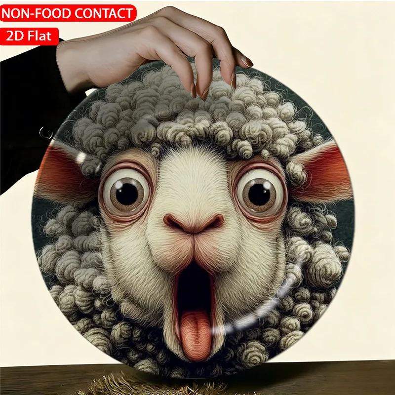 1pc Elegant Ceramic Decorative Plate-Realistic Woolly Sheep White Theme Design Non-food Contact, Home Desk Ornaments, Living