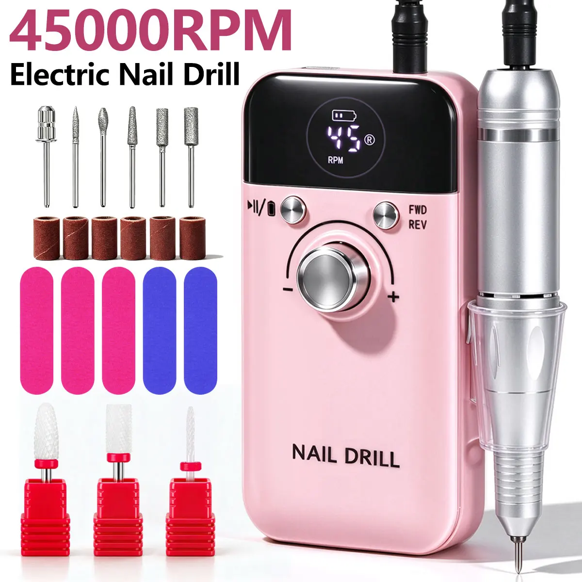 linmanda-45000rpm-充電式電動ネイルドリル-lcdディスプレイ付き-ネイルファイル-サンダー-ジェルネイル-アクリルネイル-マニキュア-ペディキュア-サロン用-ホームキット-セット