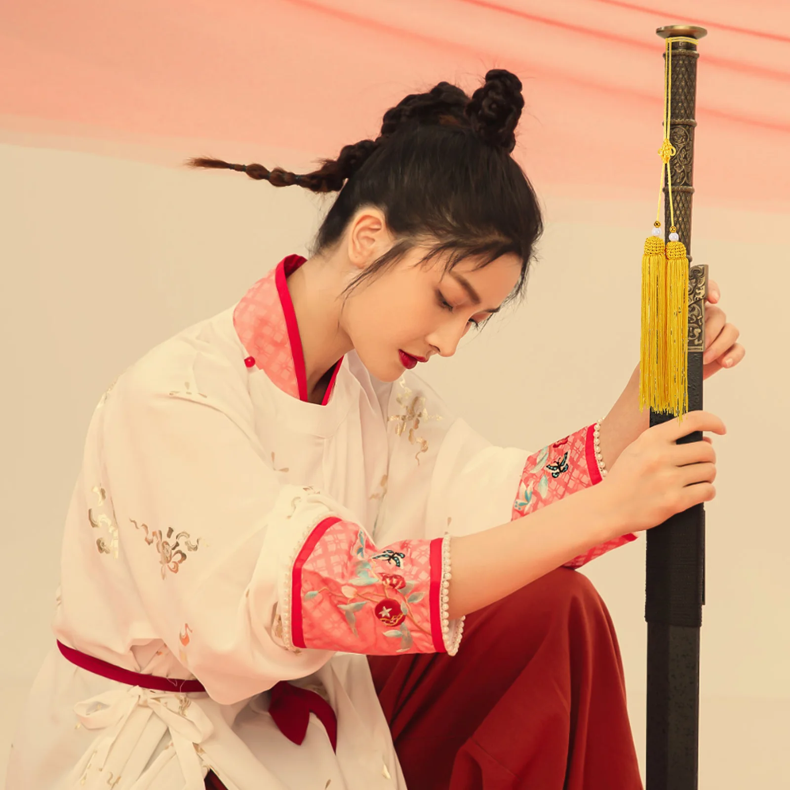 

Large Sword Tassel Bright Color Hanging Tail Decor Secure Chinese Tai Chi Sword Tail Decoration Martial Arts Pendant