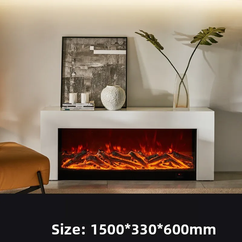 Electronic Simulation Flame Modern Living Room Wall Decoration for Villa Electric Rock Slab Fireplace TV Cabinet - view 4