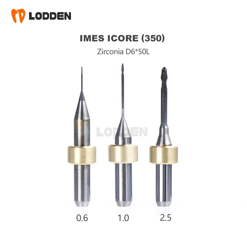 Imes Icore D6 350i PMMA Milling Burs For Cad Caｍ Dental PEEK Zirconia Shank Milling Cutters For Dental Lab dentistry 0.6/1.0/2.5