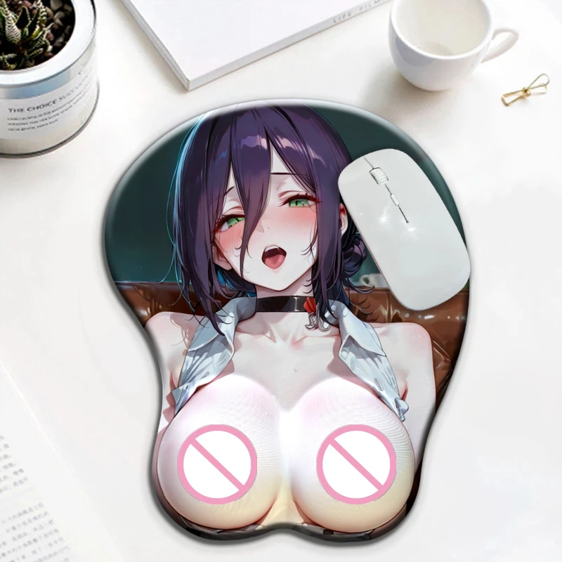 

Reze for Chainsaw Man 3D соски груди 3D силиконовая подставка для запястий коврик для мыши блистерный пакет Kawaii Boob настольный коврик эргономичный игровой коврик