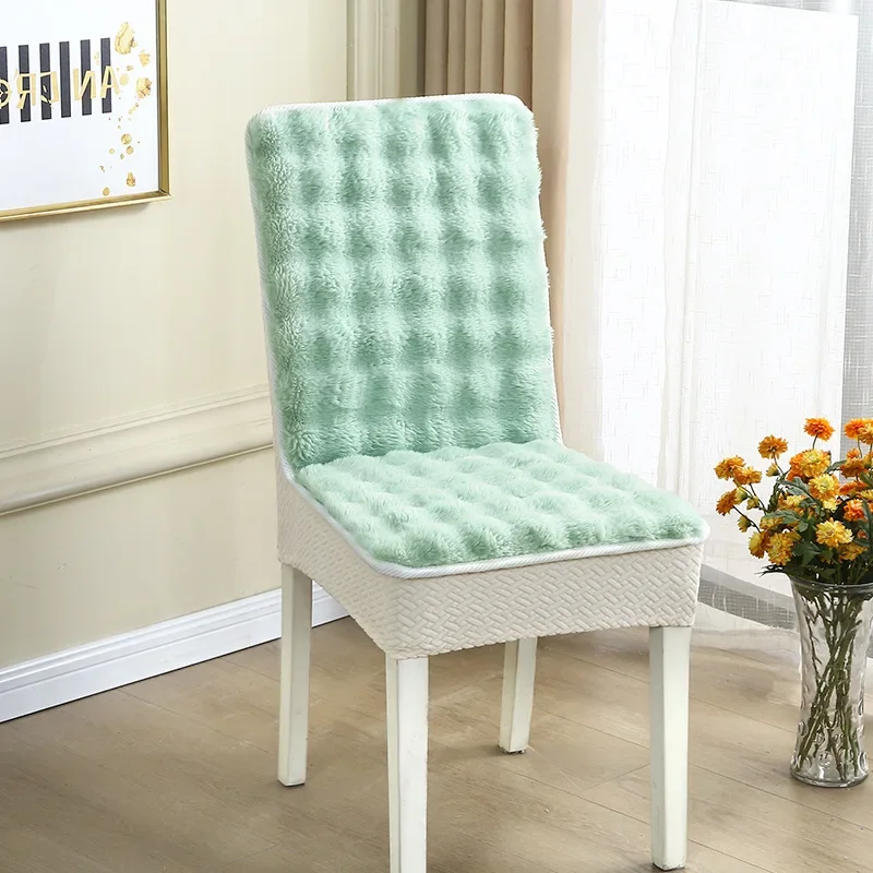 Simple Modern Chair Cover Faux Rabbit Fur Thick Dining Cover Chair All-inclusive Stretch Stool Seat Protector Slipcover
