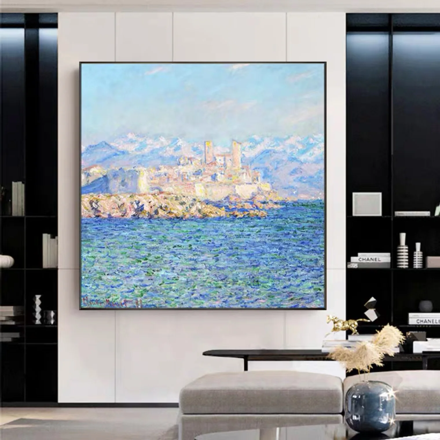 zd-High Quality Monet Impressive the Castle of Antibes Seascape Landscape Famous Oil Painting Reproduction@