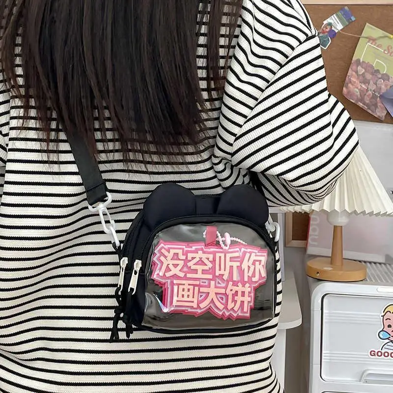 

Richme Kawaii Bear Women Mini Bags Casual Nylon Crossbody Shoulder Badge Ita Bags Individuality Dopamine Designer Bolso Mujer